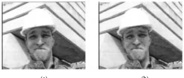 Fig. 11. Comparison of the reconstructed frame from the (a) FS and (b) ABME approaches.