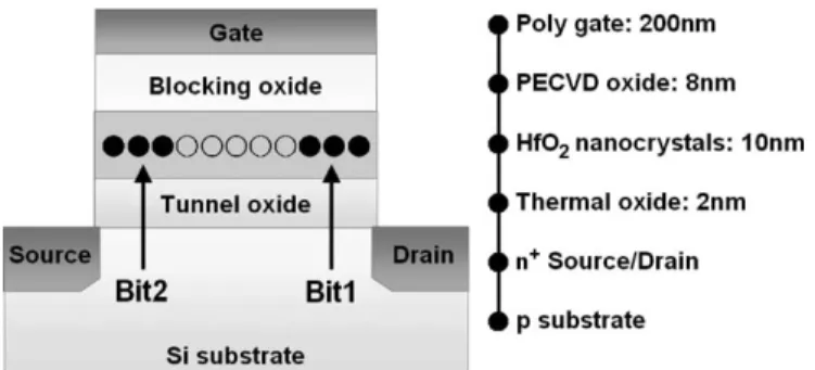 Fig. 1. Schematic representation of the HfO 2 nanocrystal Flash memory cell