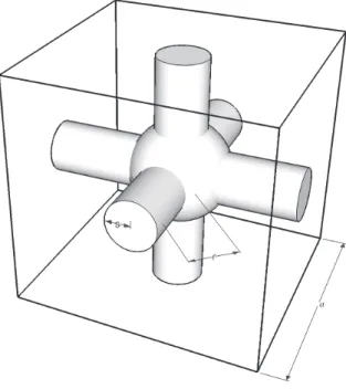 Fig. 1 . The periodic dielectric structure within a primitive cell. Inside: dielectric material