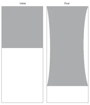 Figure 2: Numerical simulation of Young’s modulus on surface. A force is uniformly applied to the bottom boundary and the surface is pulled downward