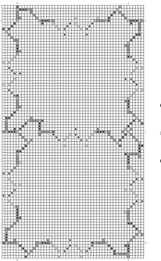 Fig. 11. An example with k − p = 4 and the starting vertex gadget is located at (0,0).