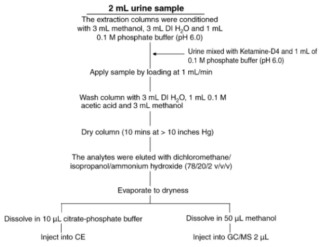 Fig. 2. The procedures used for sample preparation for urine by solid-phase extraction of urine.