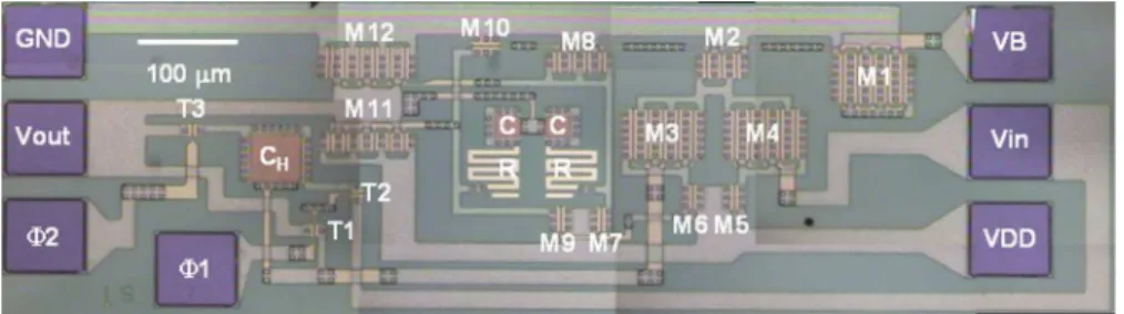 Fig. 7. Photograph of the fabricated class-B output buffer with offset compensation circuit on panel