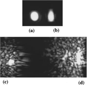 Fig. 7. (a) Optical pattern of probe beam I 1 . (b) Optical pattern of beam I 1 with a cylindrical lens in the way
