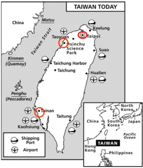 Figure 1 shows a map of Taiwan and the cities in which the  THz research groups are located
