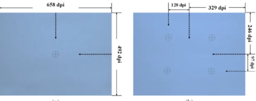 Fig. 10. Test image with the double-symmetric prism camera (a) without the double-symmetric  prism, (b) with the double-symmetric prism