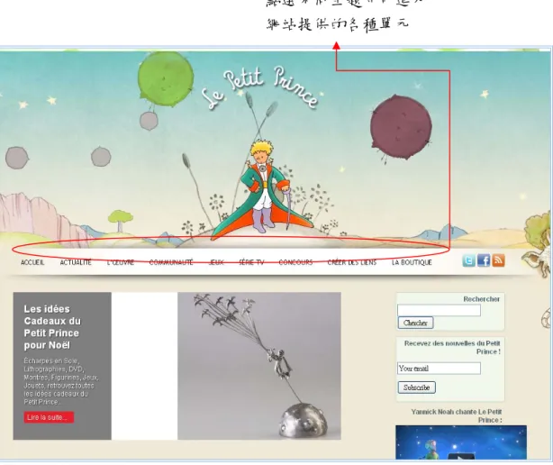 圖 三-11：《Le Petit Prince》-法國著名文學作品「小王子」主題網站                           