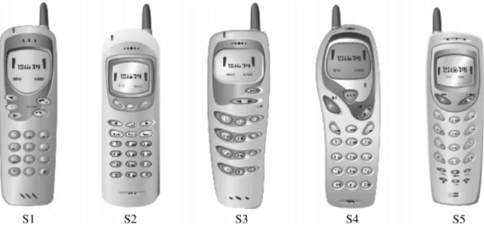 Fig. 2. Alternative images of optimal solutions to mobile phone designs. Table 7