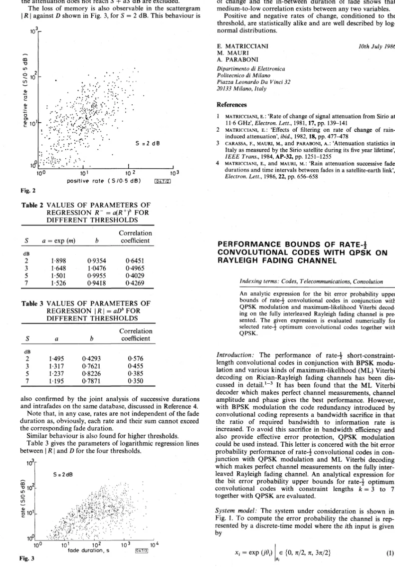 Table 2 VALUES  O F PARAMETERS  O F