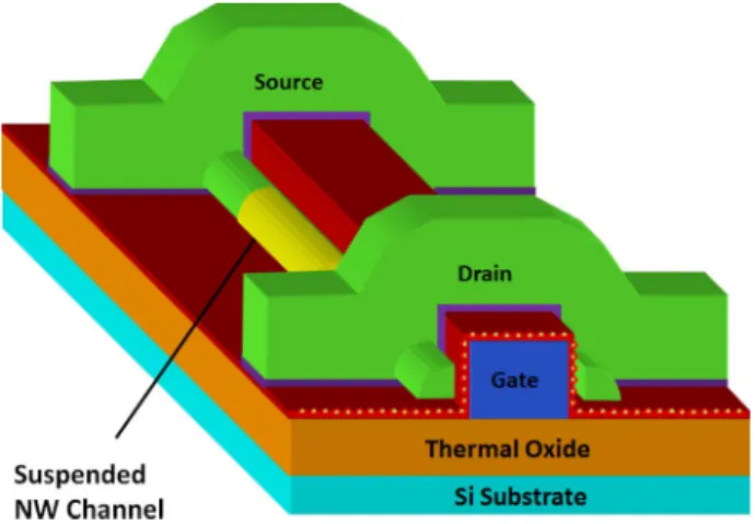 Fig. 1. Schematic structure of the device with Si NCs embedded in the gate nitride.