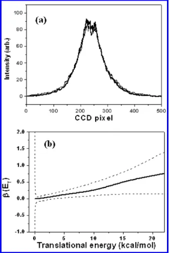 Figure 4. Photofragment ion image of (a) m/e ) 30, (b) m/e ) 76,