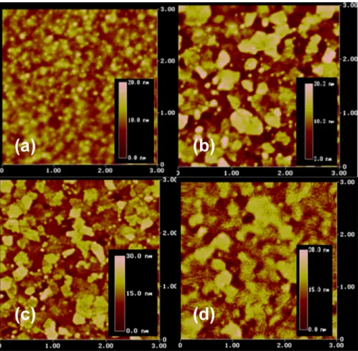 FIG. 3. AFM images (3  3 lm 2
