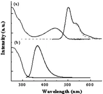 Figure 1 displays the UV–vis absorption and PL spectra of a dilute PPV-PP solution; Table 1