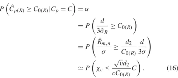 Table 5. Critical values C 0 (R) for C p = 1.00, with m = 5(5)25, n = 2(1)10, and α = 0.01, 0.025, 0.05