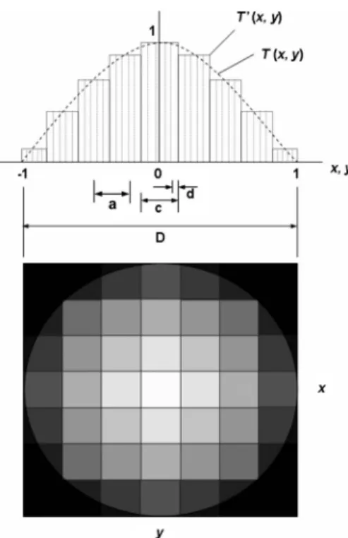 Fig. 2 Illustration of the binary amplitude transmittance T ⬘ 共x,y兲 for