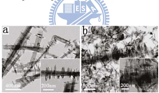 Figure 1.2.6 TEM images of the TiO 2  products obtained with different 