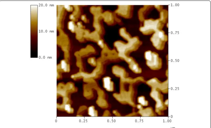 Figure 2 The 1 × 1 μm 2 AFM image of the Al sample showing the sample roughness is about 4.9 nm.