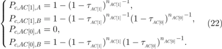 Fig. 7. The Morkov chain model for state transition between backoff slots in two different zones.