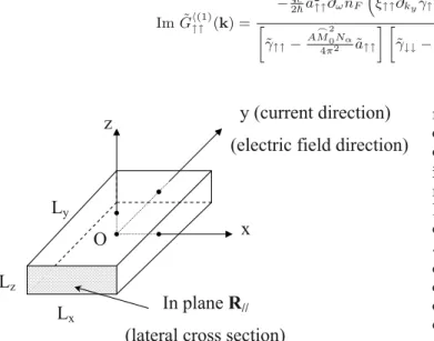 Fig. 1. Electrically-biased sample’s coordinate and geometry for the SHE.