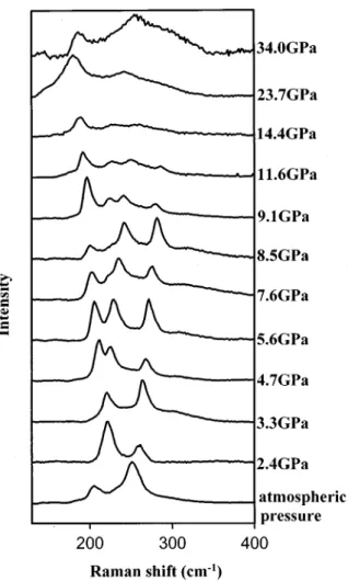 FIG. 3. High pressure, above 14.4 GPa, dependence of phonon frequencies of ZnSe. Note all TO phonon modes were still visible above the metallization pressure, 14.4 GPa.