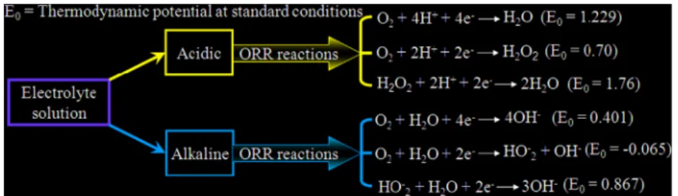 Figure 4 Schematic representation of the oxygen reduction reaction [21] .Figure 3Schematic representation of the methanol oxidation