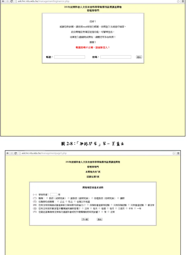 圖 2-8：「網路問卷」第一頁畫面 