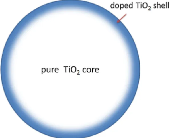 Fig. 1. The cross-sectional view of surface-doped TiO 2 particles.
