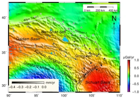 Figure 6. GRACE mass change in Tibet. The CSR RL5 was used to estimate the gravity in northeastern 