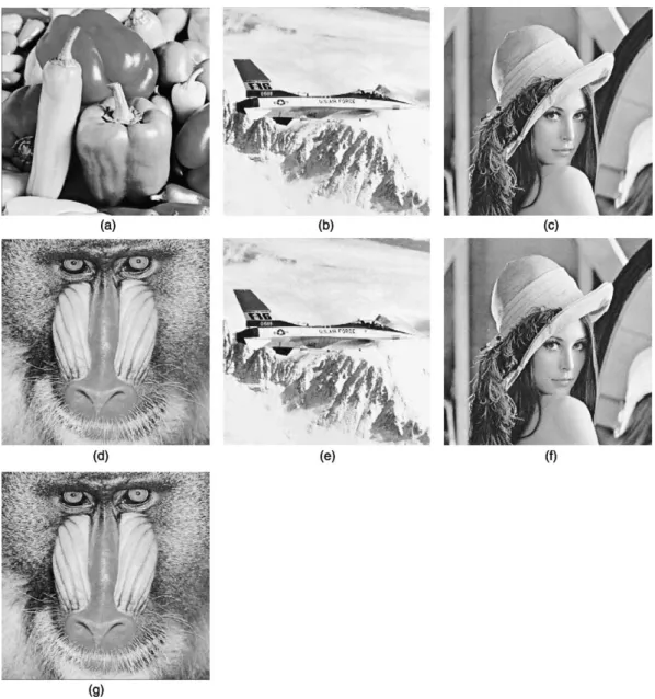 Fig. 3. (a) The secret image. (b) through (d) The camouﬂage images for participants 1 through 3, respectively (the size of each is four times that of (a))