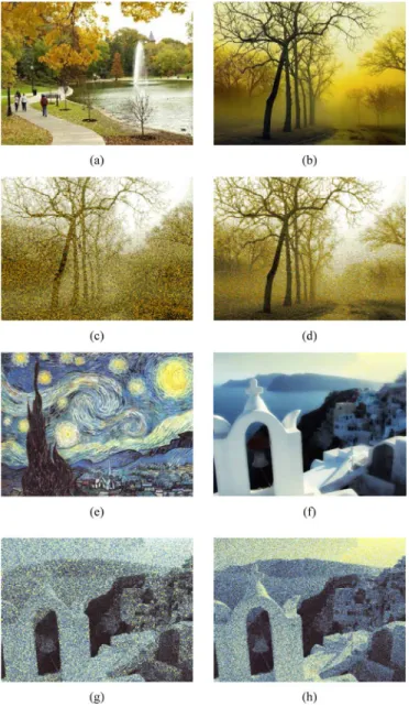 Fig. 4. Effects of mosaic image creation based on similarity measures using different 1-D color features