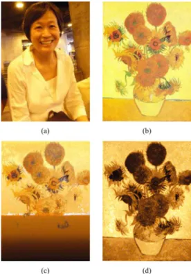 Fig. 5. Mosaic image creation using different similarity measures. (a) Secret image. (b) Target image