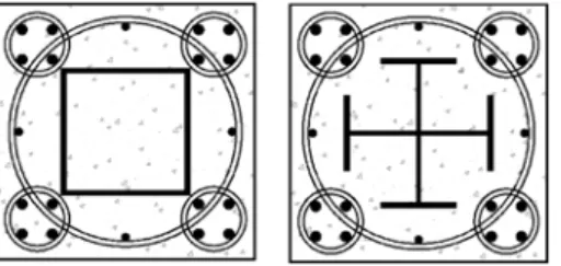 Figure 2  Rectangular SRC columns confined with  the newly innovated 5-spirals. 