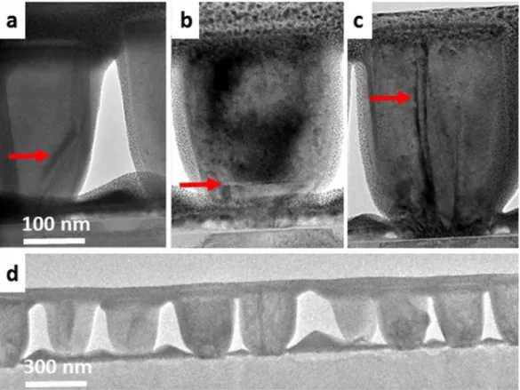 Figure 5.  Cross-sectional TEM images of different types of NRs present in the 1 hour sample