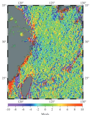 Fig. 1 Bathymetry (dashed lines) in the East China Sea and Tai-