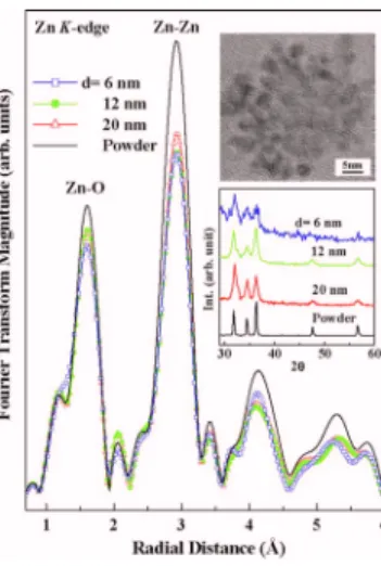 FIG. 1. 共Color online兲 Magnitude of FT of EXAFS k 3 ␹ data at the Zn