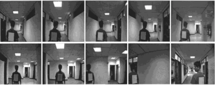 Figure 14. A sequence of experimental images in the corridor of a real indoor environ- environ-ment.