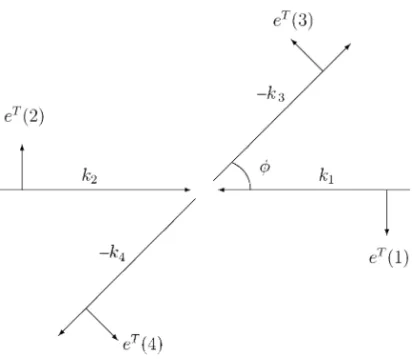 Fig. 1. Kinematic variables in the center of mass frame.