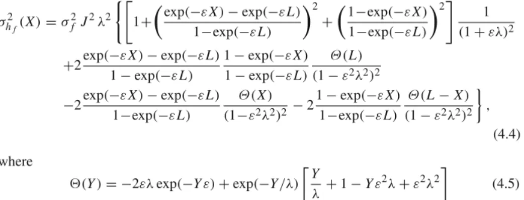 Fig. 1 Dimensionless transient component of the pressure head variance as a function of temporal correlation
