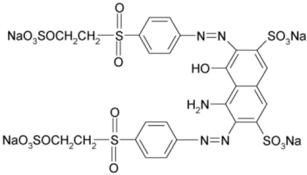 Fig. 1. Molecular structure of C.I. Reactive Black 5 (RB5, azo dye),  max = 597 nm.
