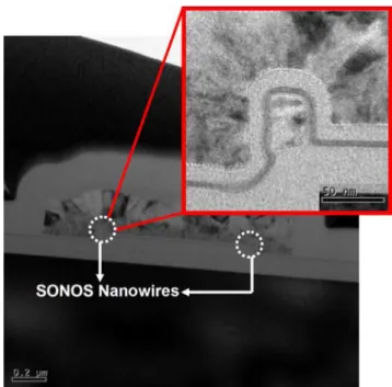 Fig. 1. Process flow for the simultaneous fabrication of the planar and NW SONOS devices