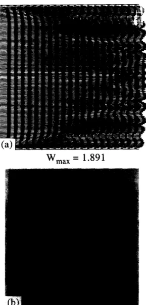 Fig. 6. Comparison of the predicted planform of the velocity  field  (a)  and  the  flow visualization  (b)  at  y =  1/2  for 