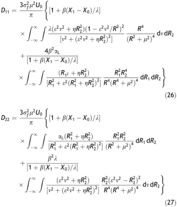 Fig. 2a and b shows how the longitudinal and transverse macrodispersion coefficients, respectively, vary with b, according to (28) and (29)