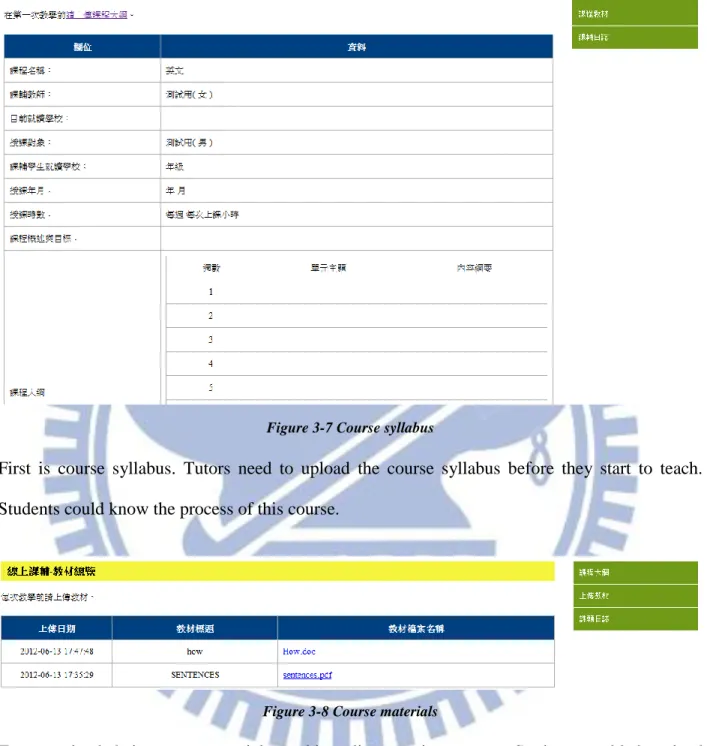 Figure 3-7 Course syllabus