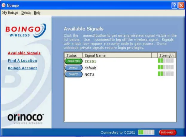 Figure 2.6 Available signals by Boingo. 