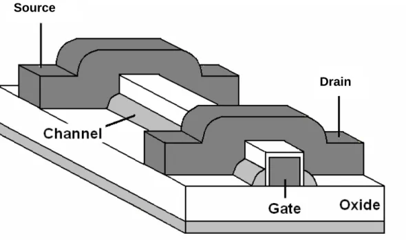 Figure 2-1 (a)    Device structure of the proposed poly-Si NW TFT. 