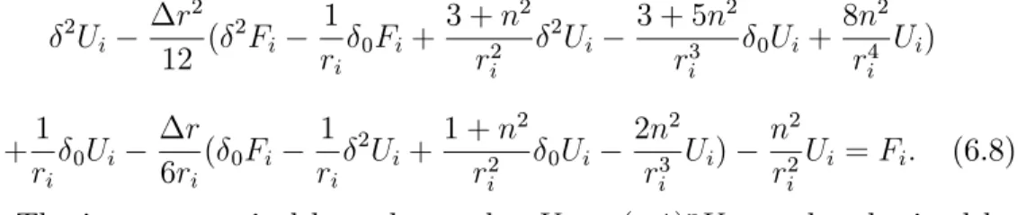 Table 6.1 shows the maximum errors of this method for three di¤erent solutions of Poisson equation in unit disk with Neumann boundary condition at r = 1.