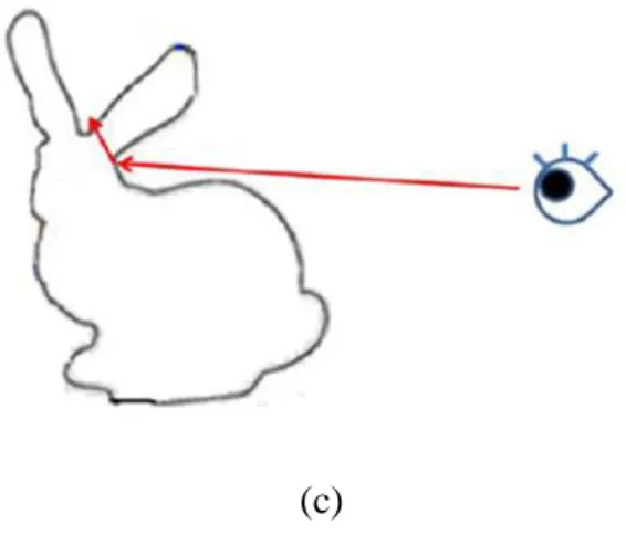 圖  3.17: (a) 3D model 產生的斷層，case3 (b)  二元搜尋，(c)  以 bunny 為例 