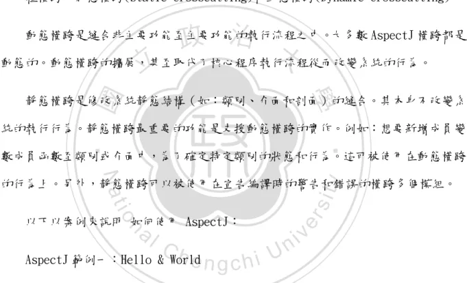 圖  ２.１５  AspectJ 範例一之 Hello 