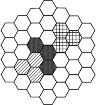 Figure 2.3 shows a snapshot of the dynamic clustering result. No matter which utility func- func-tion is chosen, the CoMP clusters can be formed adaptively according to the change of channel conditions