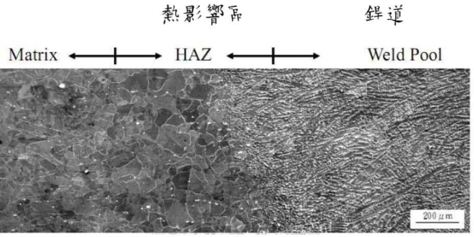 圖 4-3 Inconel 718 超合金銲道橫截面圖[22] 